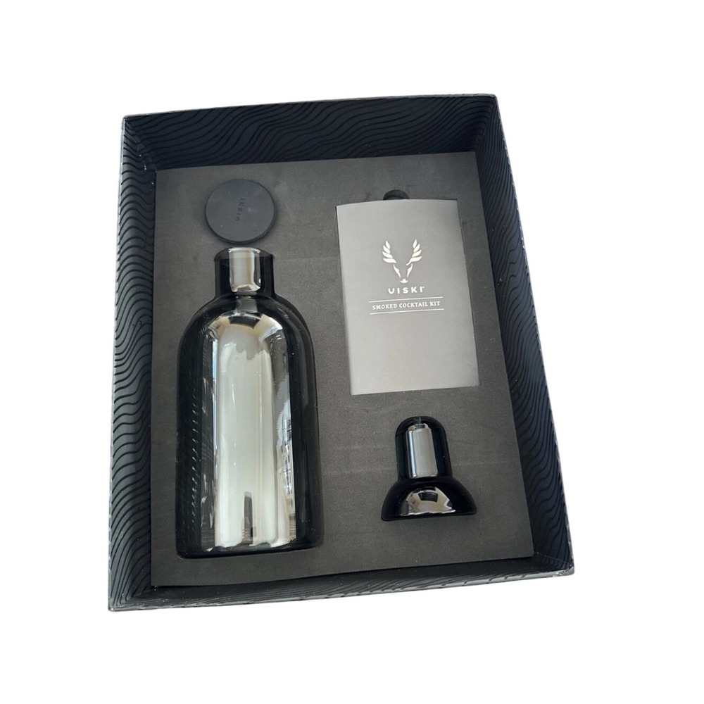 Viski Smoked‎ Cocktail Kit Carafe Smoker Stand Stopper & Smoking Pellets New